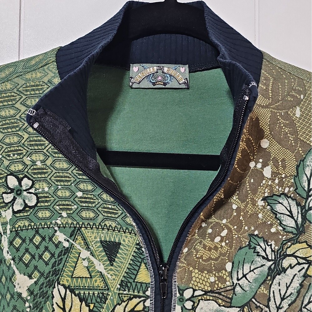 Vanilla Sugar Y2K Mixed Media Lace Floral Ikat Zip Up Jacket Large Fairy Grunge - Picture 7 of 16